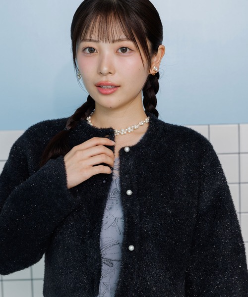 パールボタン×ラメシャギー カーディガン| ショップニュース| サント